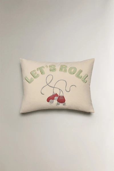 CHILDREN'S LET'S ROLL COTTON THROW PILLOW COVER