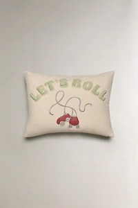 CHILDREN'S LET'S ROLL COTTON THROW PILLOW COVER