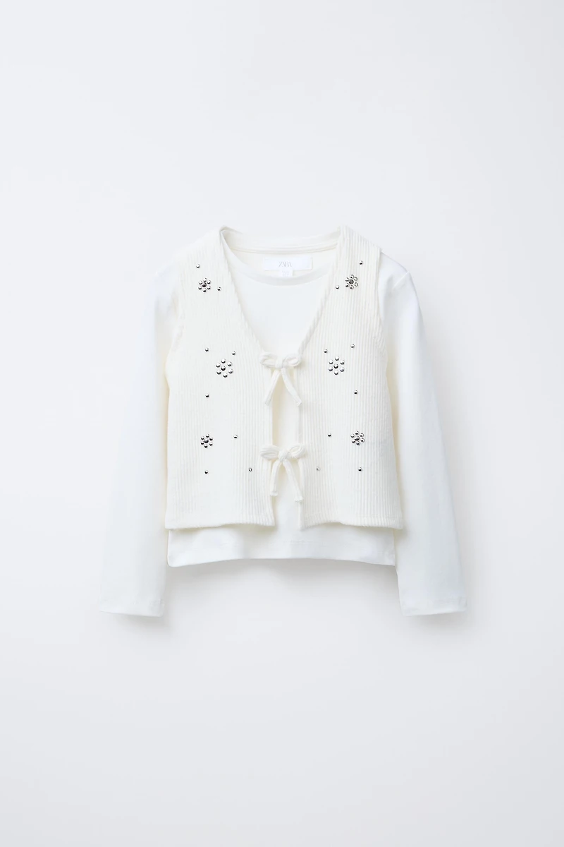 COMBINATION STUDDED VEST T-SHIRT