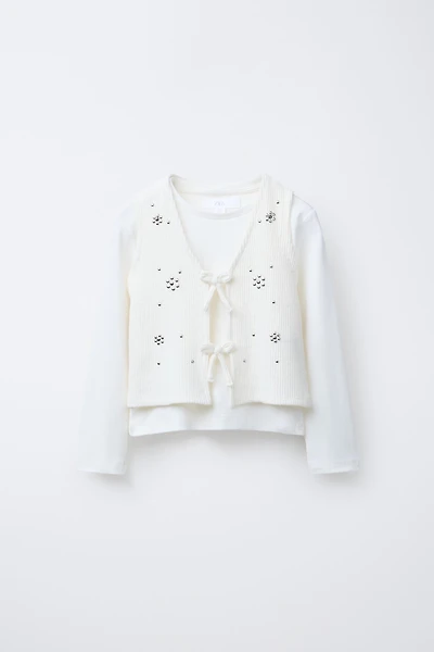 COMBINATION STUDDED VEST T-SHIRT