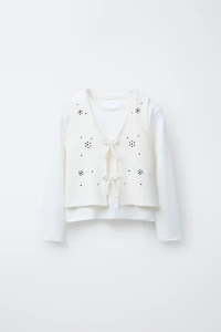 COMBINATION STUDDED VEST T-SHIRT
