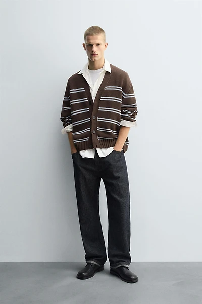 CARDIGAN JACQUARD RAYURES