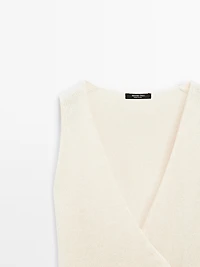 Knit crossover waistcoat with drawstring