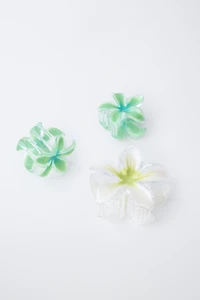 PACK OF THREE HIBISCUS HAIR CLIPS