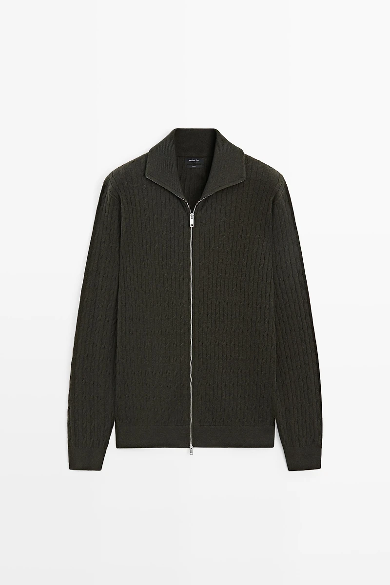 100% cotton braided knit cardigan