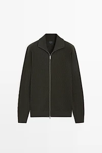 100% cotton braided knit cardigan