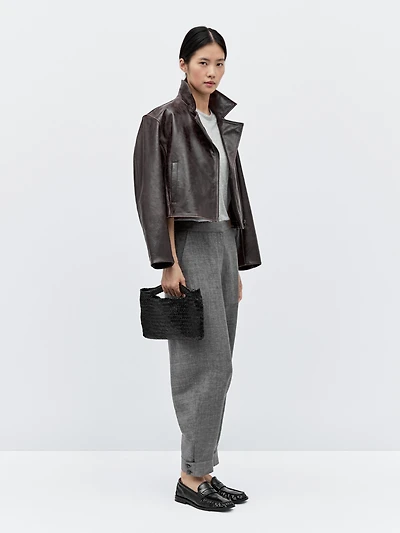 Balloon fit trousers with button details