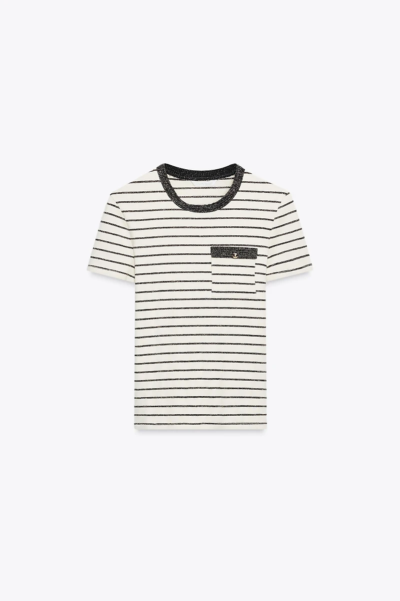 METALLIC THREAD KNIT T-SHIRT