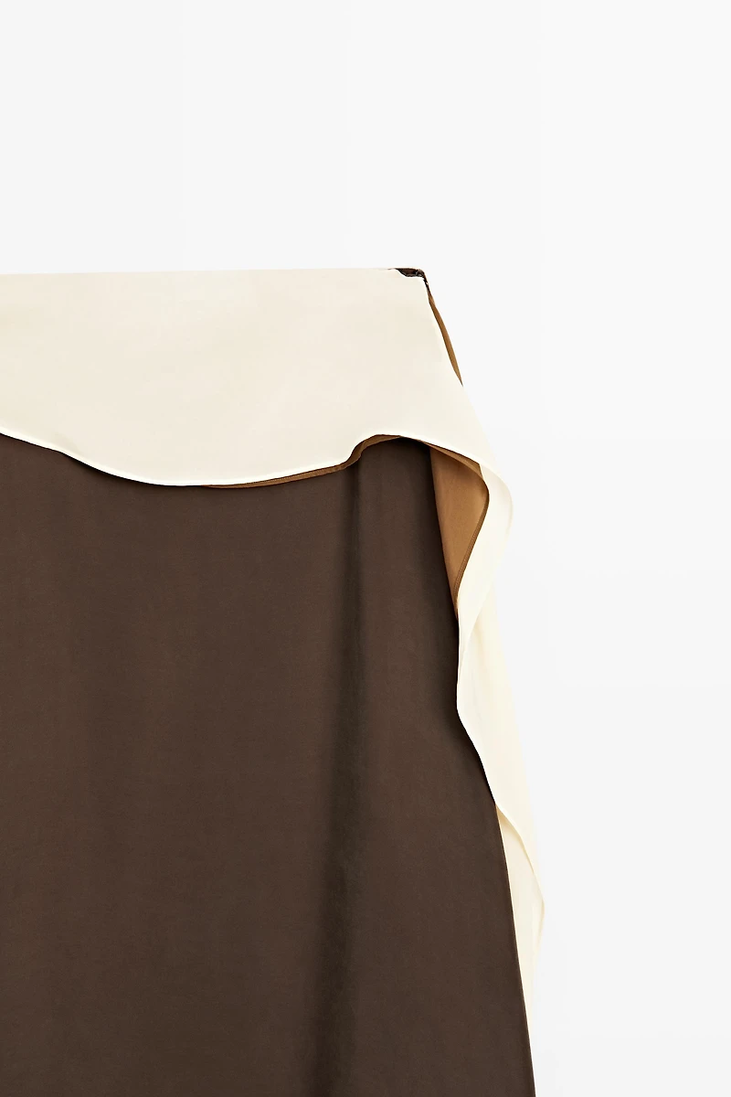Contrast Ruffle Midi Skirt