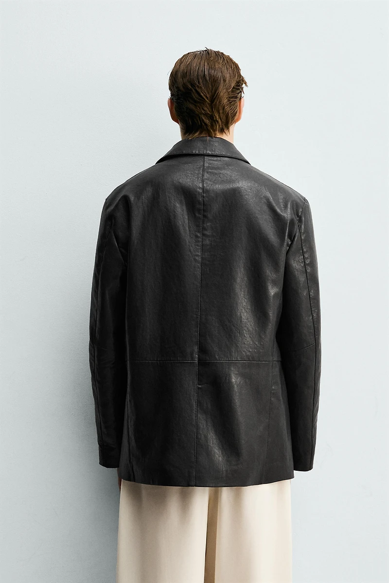 FAUX LEATHER RELAXED FIT OVERSHIRT