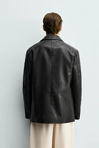 FAUX LEATHER RELAXED FIT OVERSHIRT