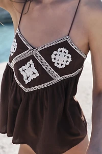 EMBROIDERED STRAP TOP