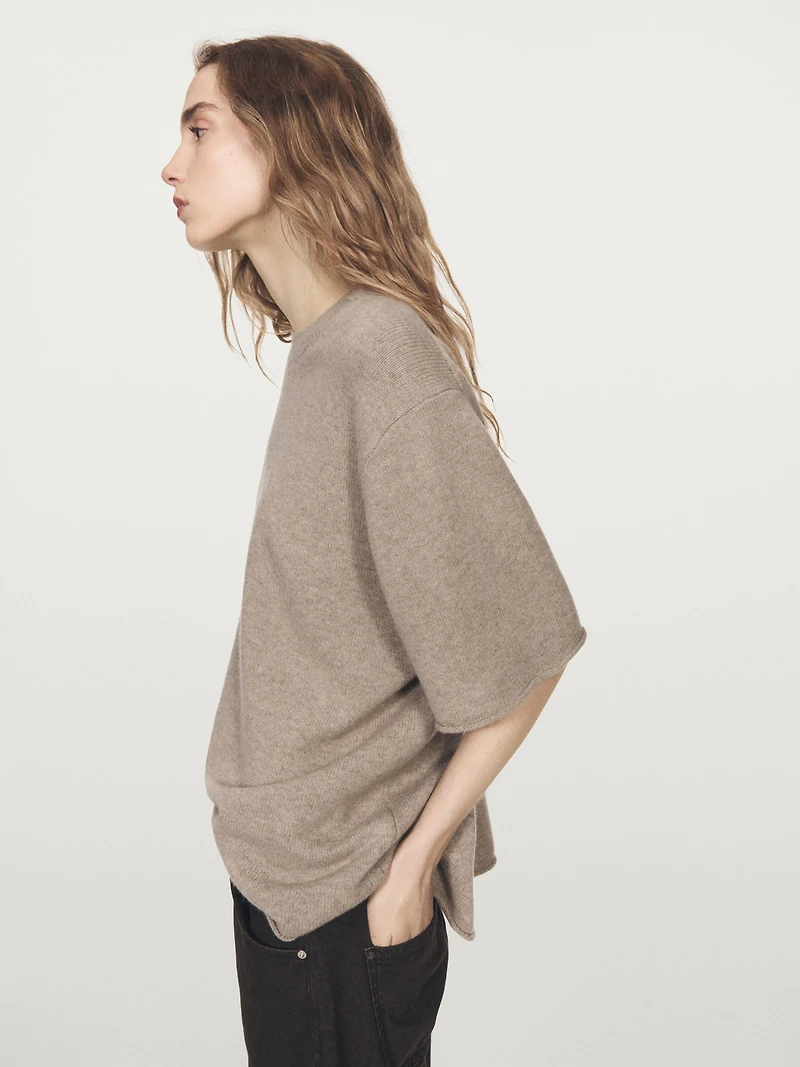 100% wool oversize short sleeve sweater