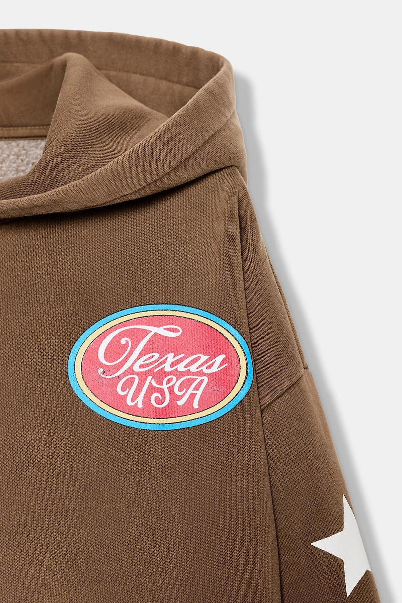 HOODED SWEATSHIRT WITH TEXT PRINT