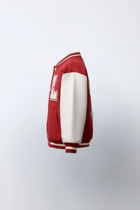 BLOUSON BOMBER EN DRAP DE LAINE ET MANCHES À AVEC PIÈCES