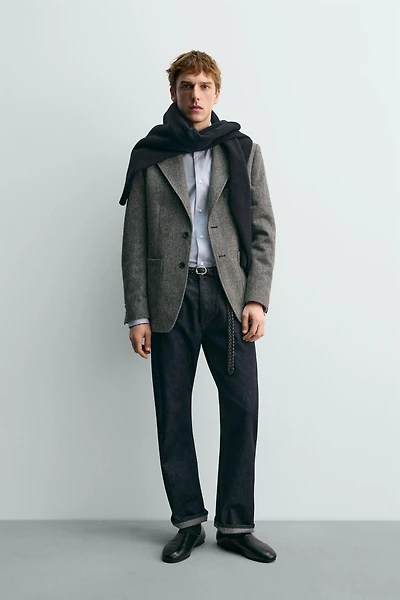 100% WOOL TEXTURED BLAZER AARON LEVINE X ZARA