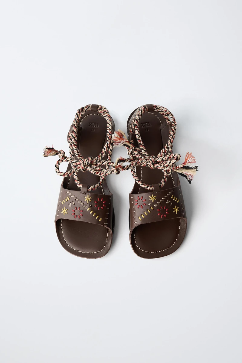 EMBROIDERED LEATHER SANDALS