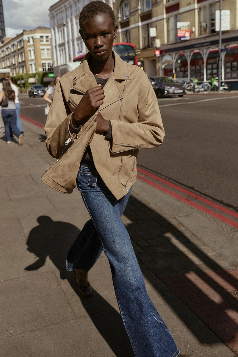 FAUX SUEDE BIKER JACKET