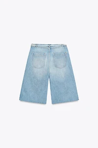 ZW COLLECTION LOW-RISE DENIM BERMUDA SHORTS