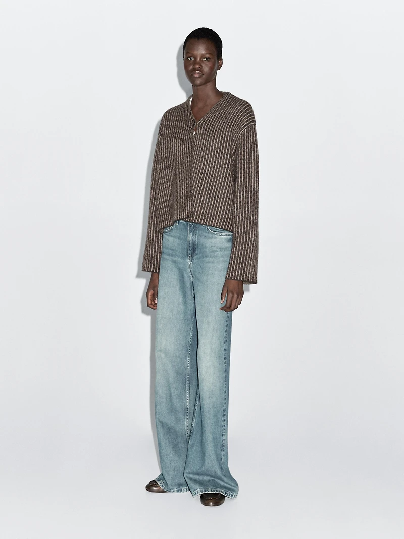 Short pinstripe cardigan