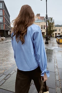 POPLIN SHIRT WITH TIES