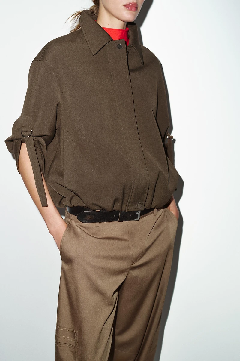 TABBED SLEEVE BOMBER JACKET