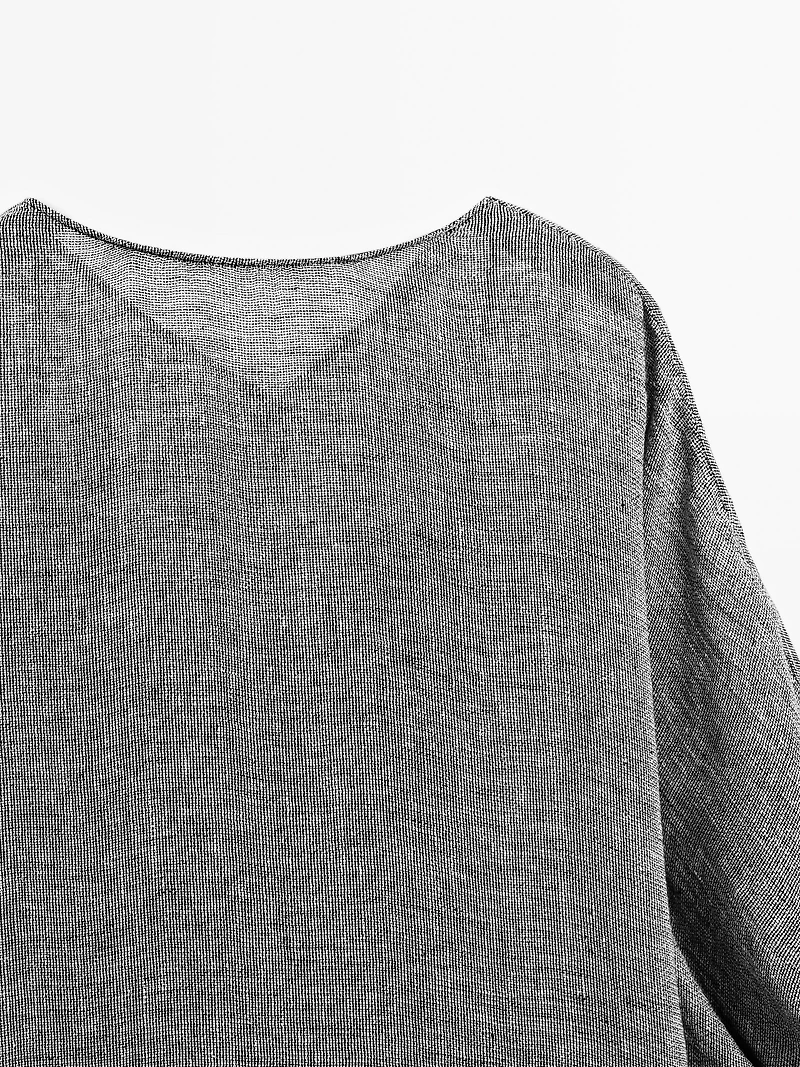 100% linen short dress with sleeve detail