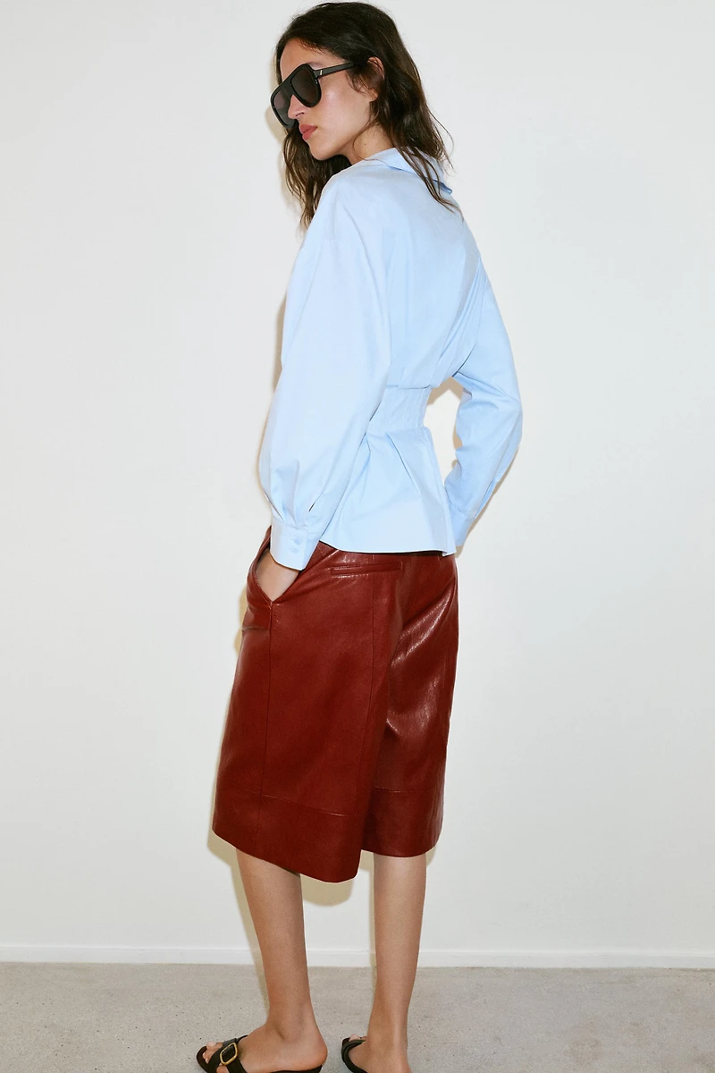PLEATED POPLIN SHIRT