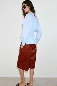 PLEATED POPLIN SHIRT