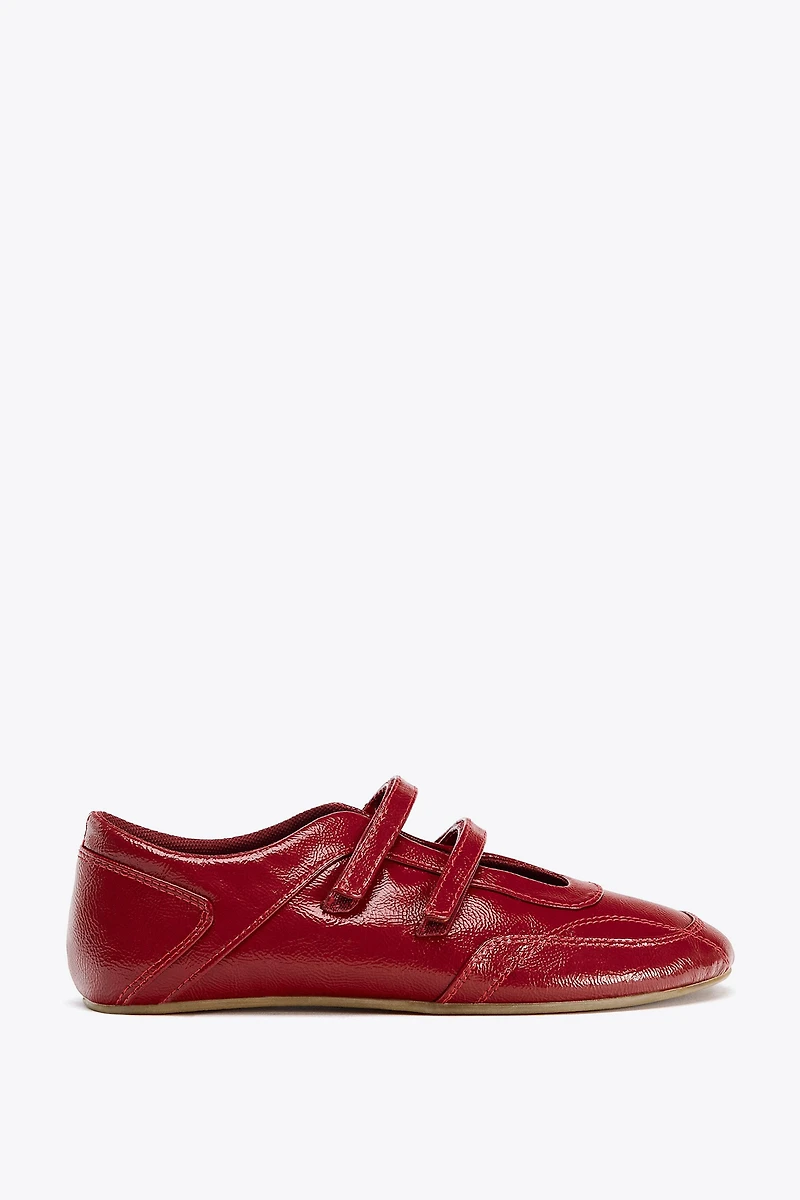 PATENT DOUBLE STRAP BALLET FLATS