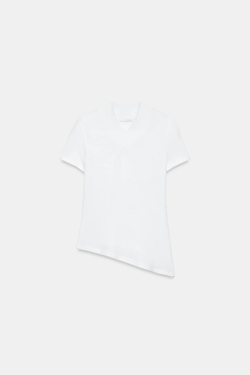 T-SHIRT COL V BAS ASYMÉTRIQUE