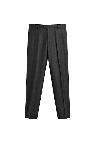 100% WOOL PLAID SUIT PANTS