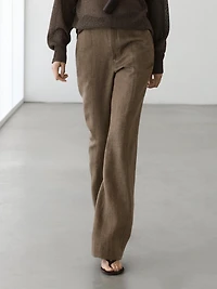 100% linen kick flare trousers