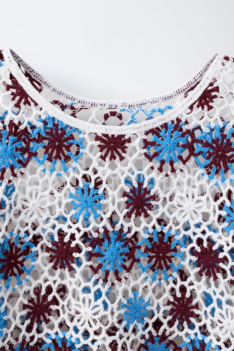 FLORAL CROCHET KNIT JUMPER