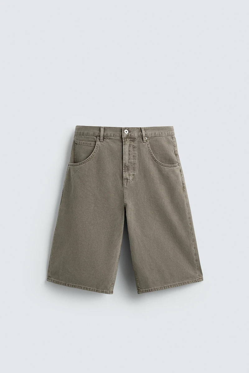STRUCTURED BALLOON FIT DENIM SHORTS