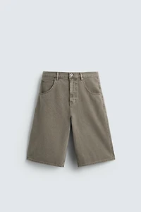 STRUCTURED BALLOON FIT DENIM SHORTS