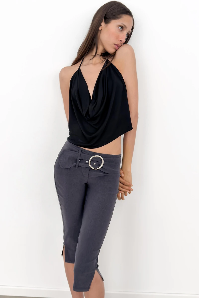BELTED CAPRI PANTS