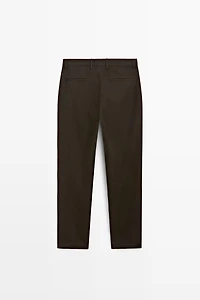 Straight-leg linen and cotton trousers with darts