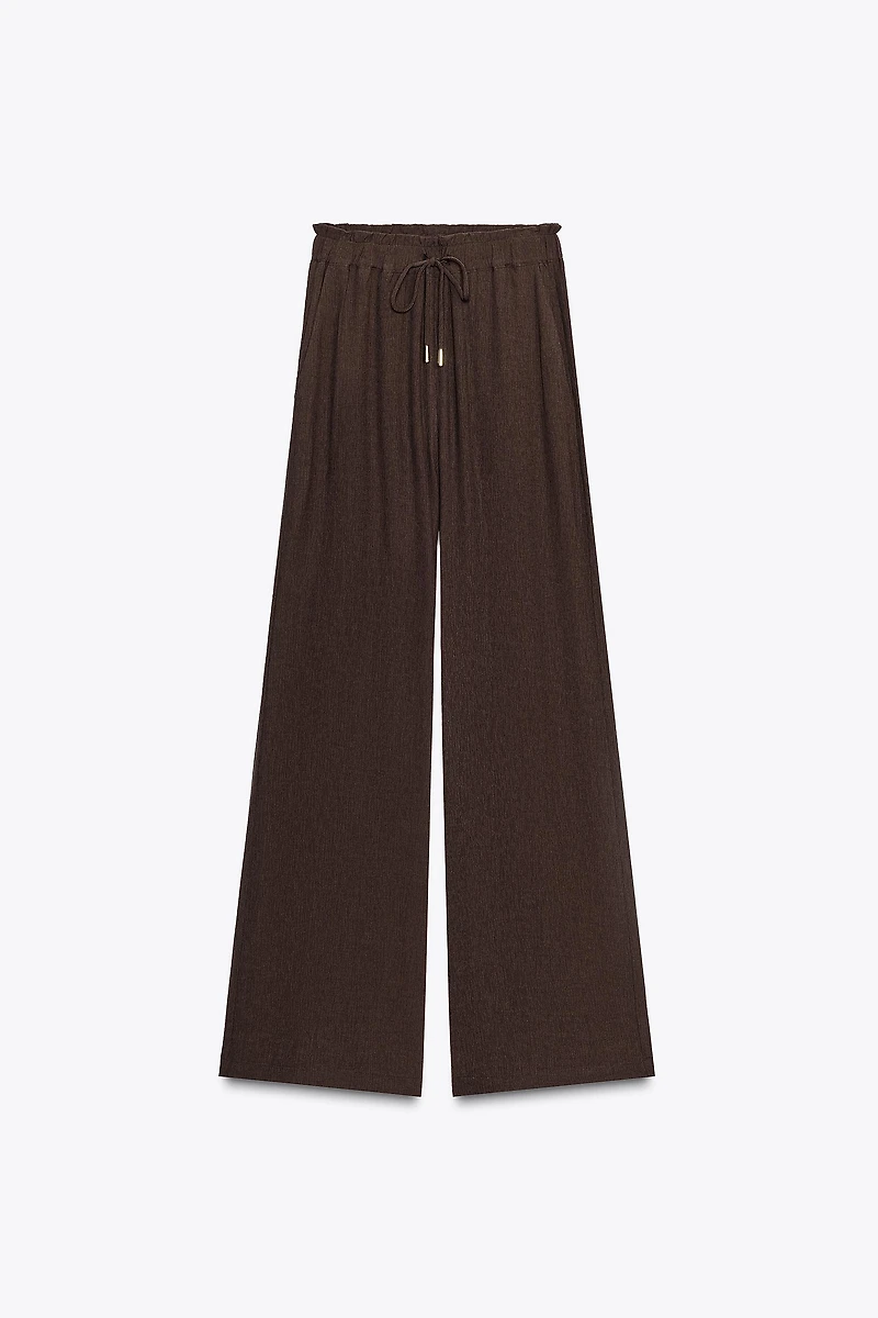 COTTON GAUZE WIDE LEG PANTS