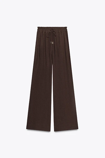 COTTON GAUZE WIDE LEG PANTS