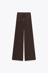 COTTON GAUZE WIDE LEG PANTS