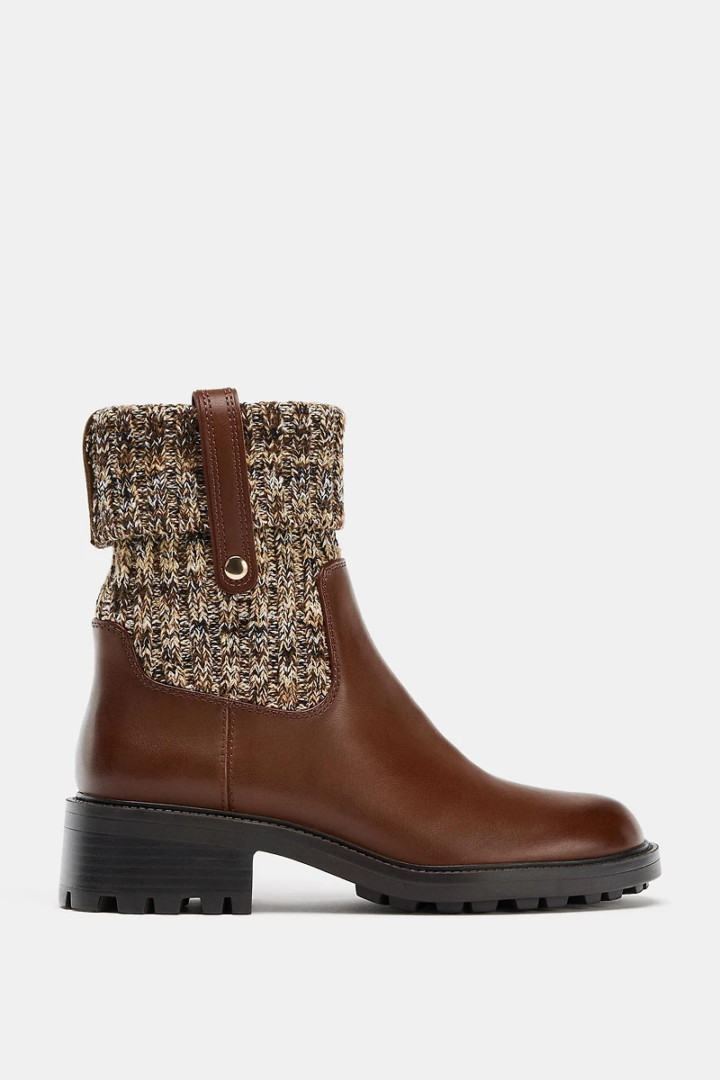 LOW HEELED SOCK-STYLE ANKLE BOOTS