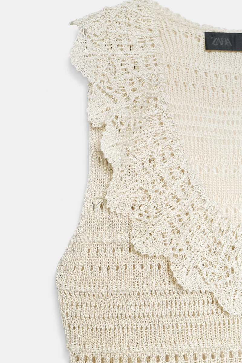 POINTELLE RUFFLE TOP