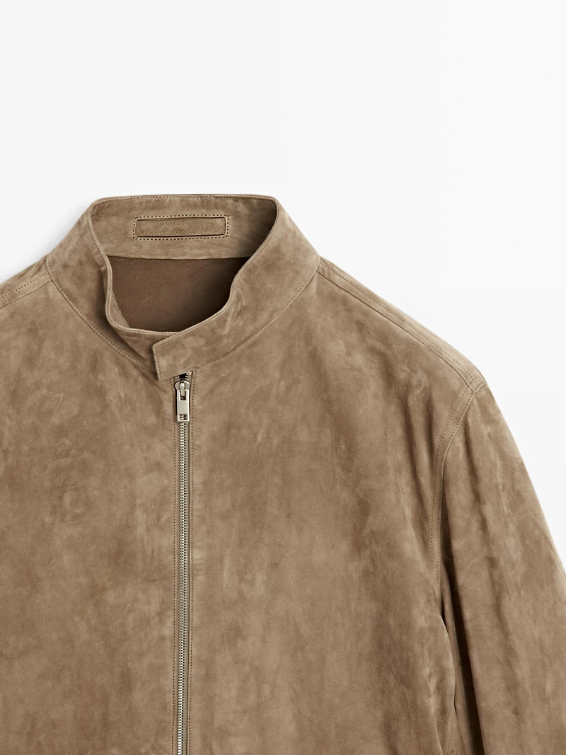 Veste courte en cuir caprin finition daim
