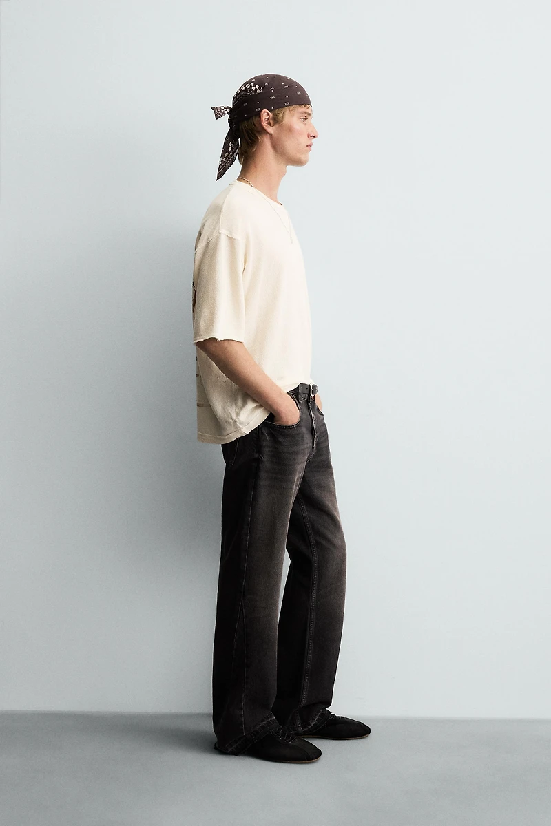 KNIT WASHED PRINT T-SHIRT