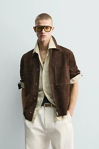 SUEDE LEATHER POCKET OVERSHIRT