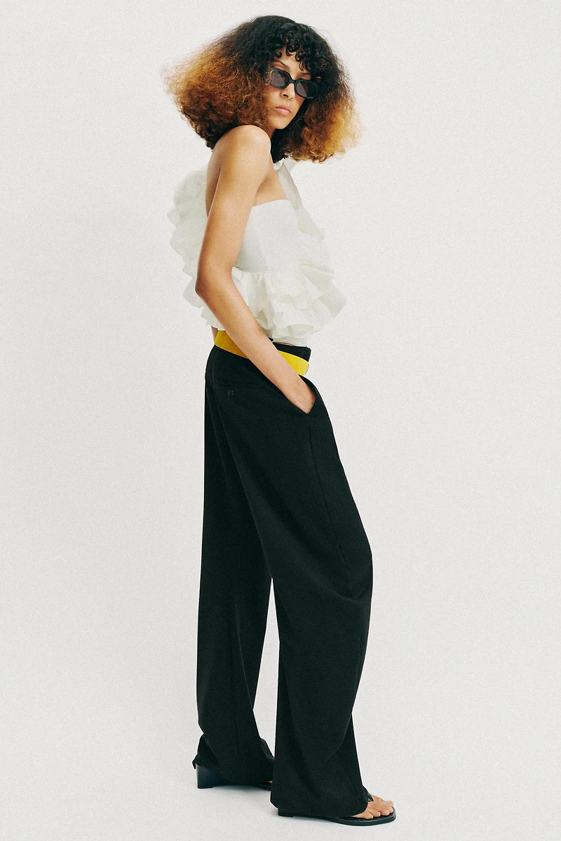 ASYMMETRIC RUFFLED BODYSUIT