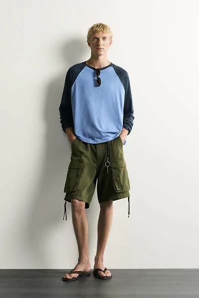 COTTON-LINEN LONG SLEEVE RAGLAN T-SHIRT