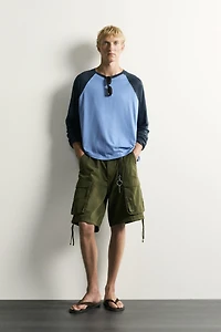 COTTON-LINEN LONG SLEEVE RAGLAN T-SHIRT