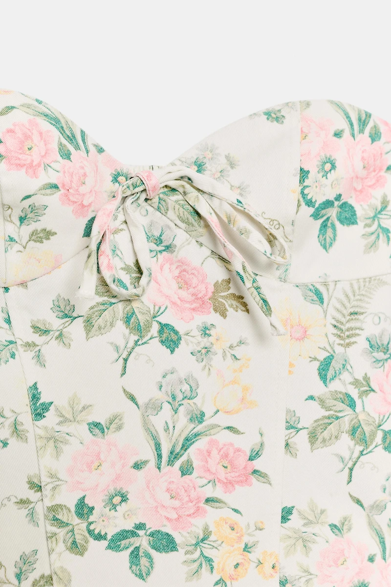 CORSET À FLEURS ET NŒUD